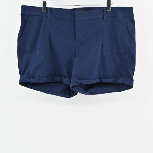 TORRID Shorts Womens Sz 22 Navy Blue Solid Cuffed Chino Casual High Rise 5 Inch