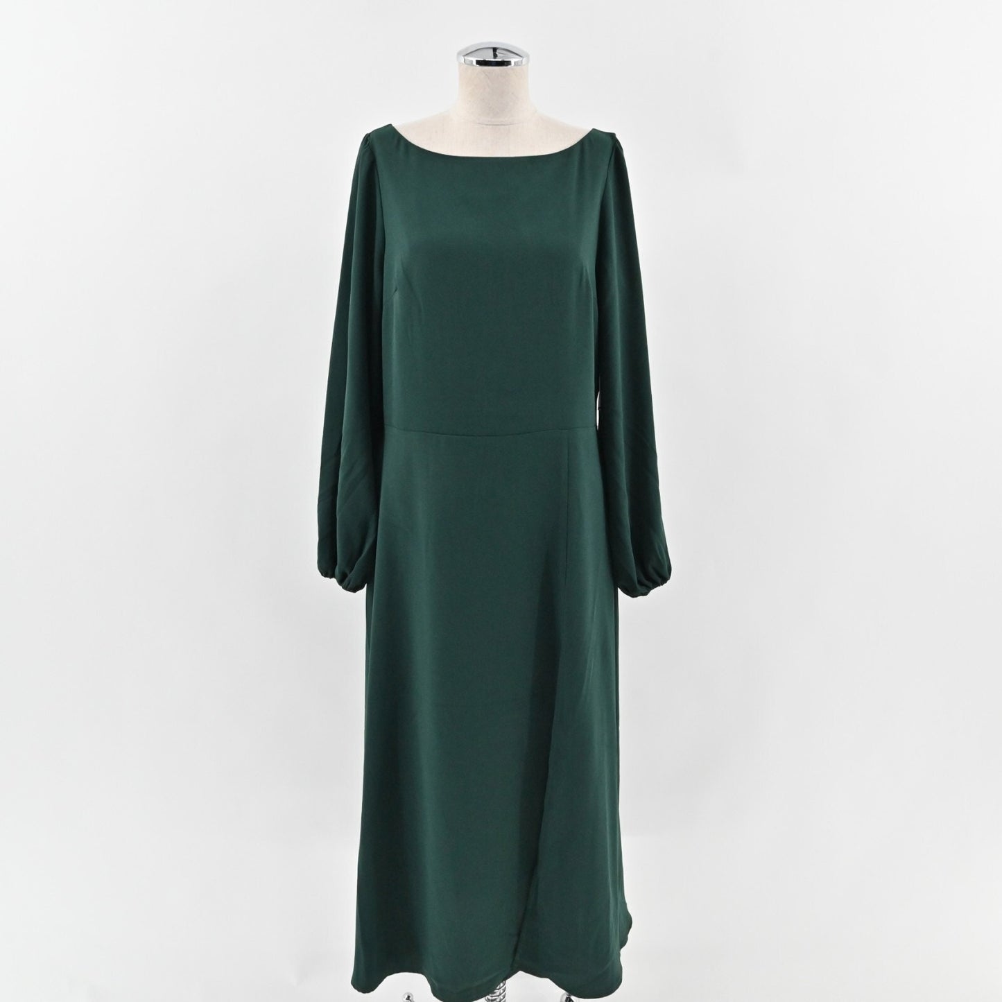 ALEXIA ADMOR Midi Dress Size 12 Emerald Green Bateau Neck ALine Long Sleeve NEW