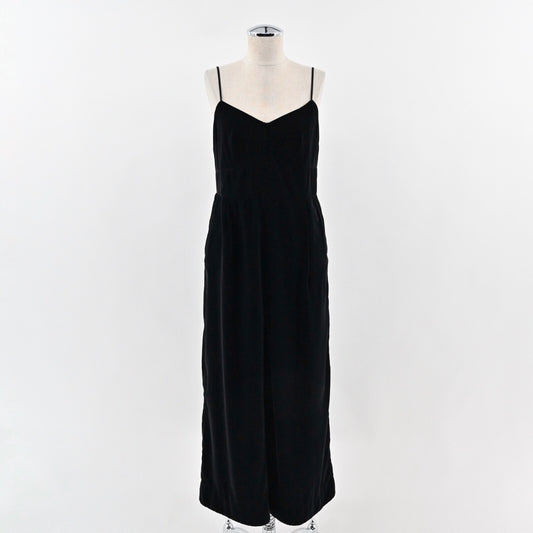 J CREW Womens Velvet Jumpsuit Size 6 Black Crop Spaghetti Strap V Neck High Rise