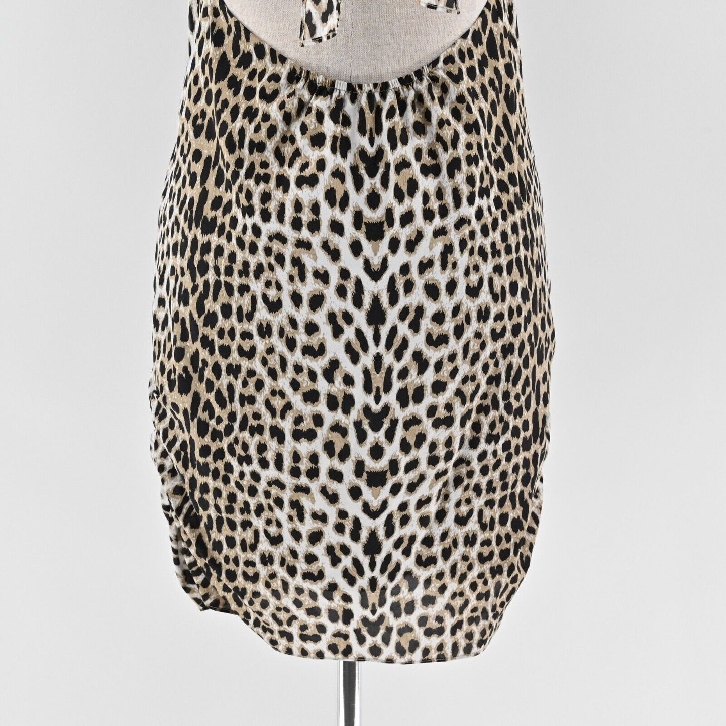 ALICE OLIVIA Dress Size S Leopard Print Silk Blend High Neck Halter Mini Shift