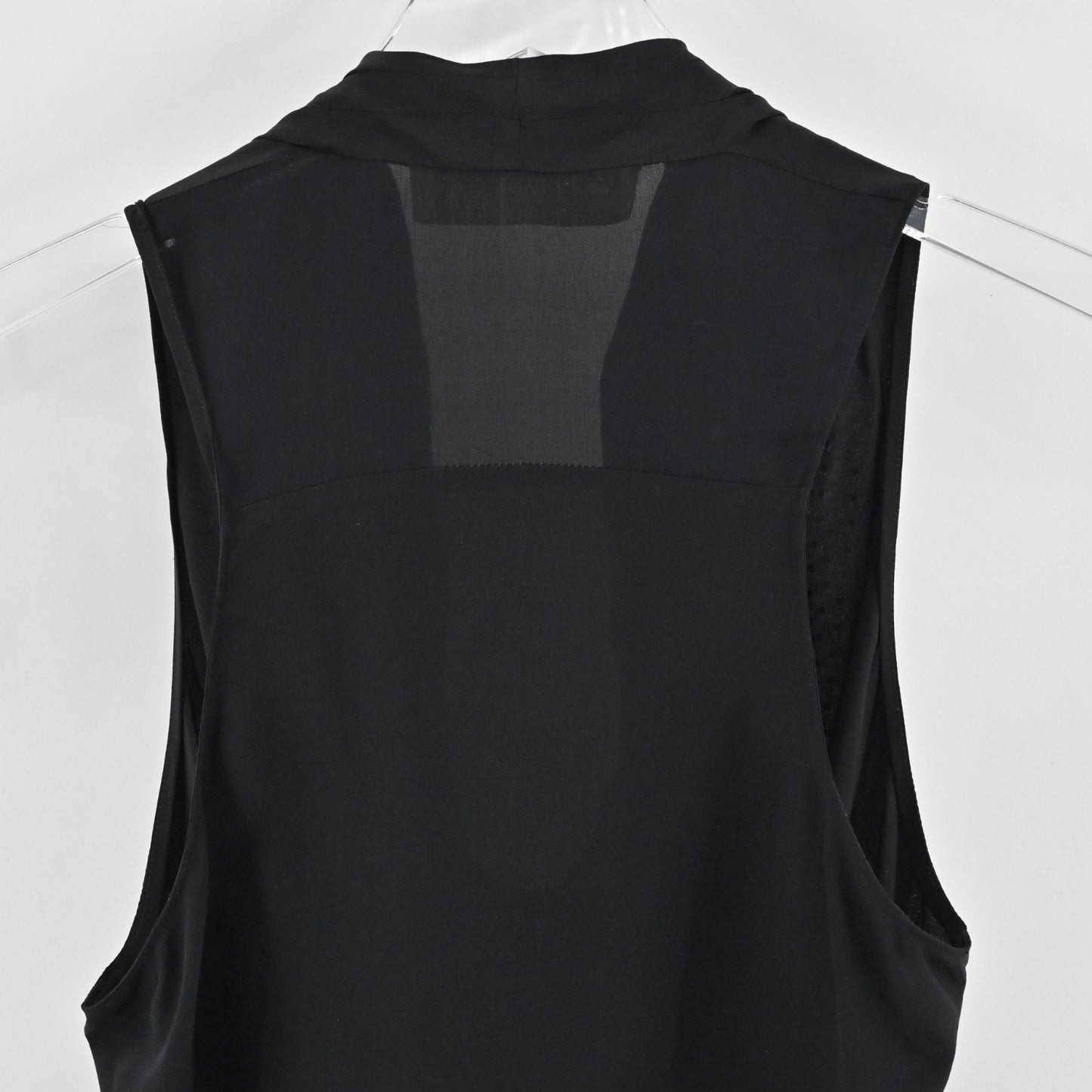 Ramy Brook Womens Debi Silk Tank Top Size L Draped Neck Rhinestone Black Blouse