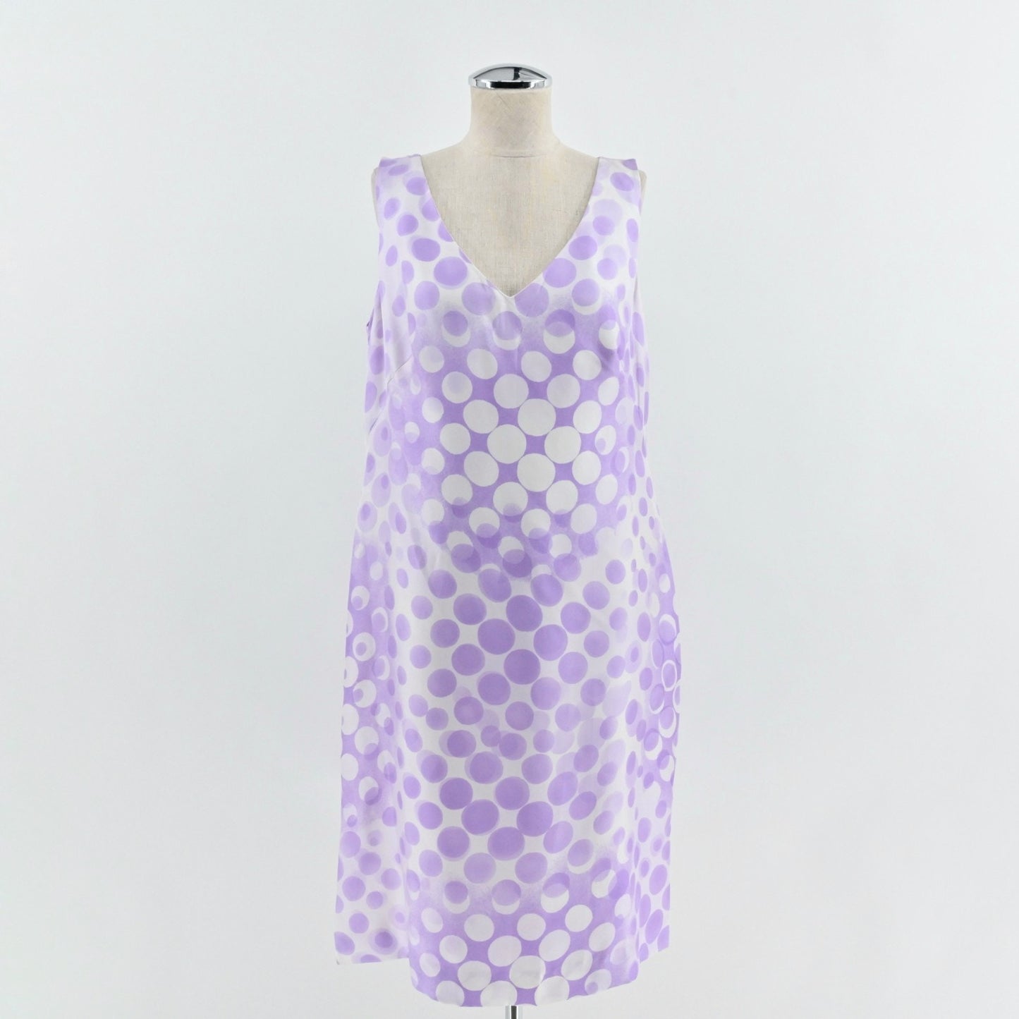 ESCADA Womens Silk Polka Dot Dress Size 42 Lavender Purple Shift Sleeveless NEW