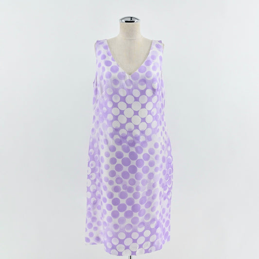 ESCADA Womens Silk Polka Dot Dress Size 42 Lavender Purple Shift Sleeveless NEW