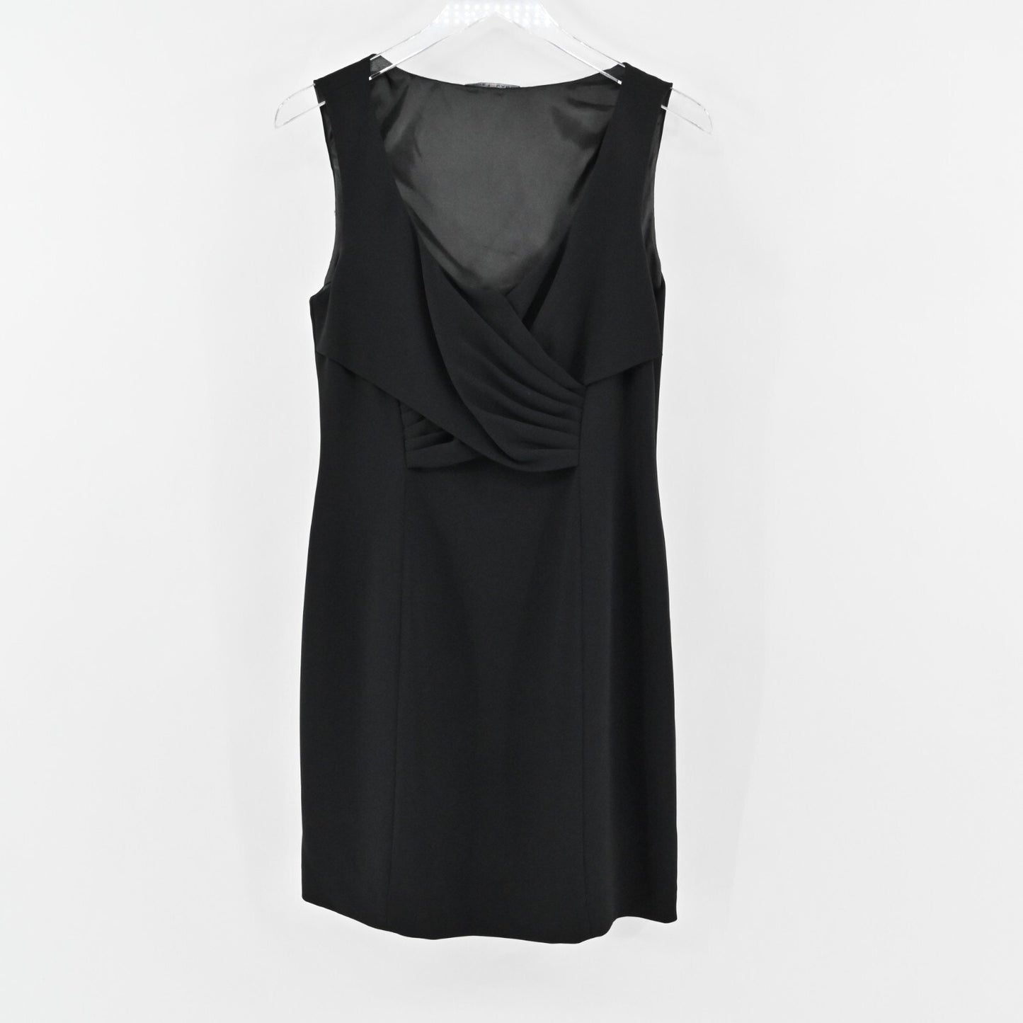 ELIE TAHARI Dress Size 8 Black Scoop Neck Pleated Front Detail Sleeveless Mini