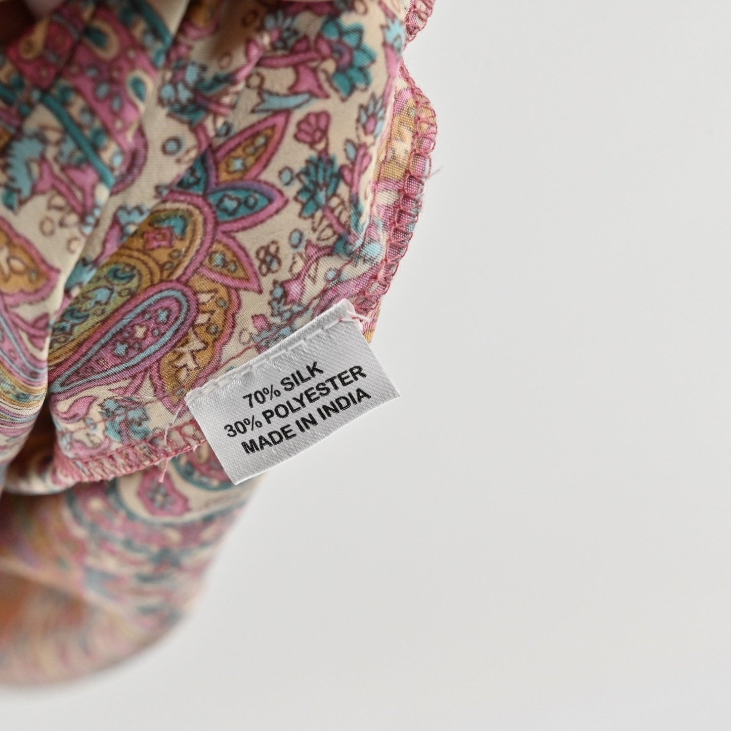 PERRY WALKER COLLECTIVE Cornelia Midi Dress Sz L Beige Paisley Silk Peasant Boho