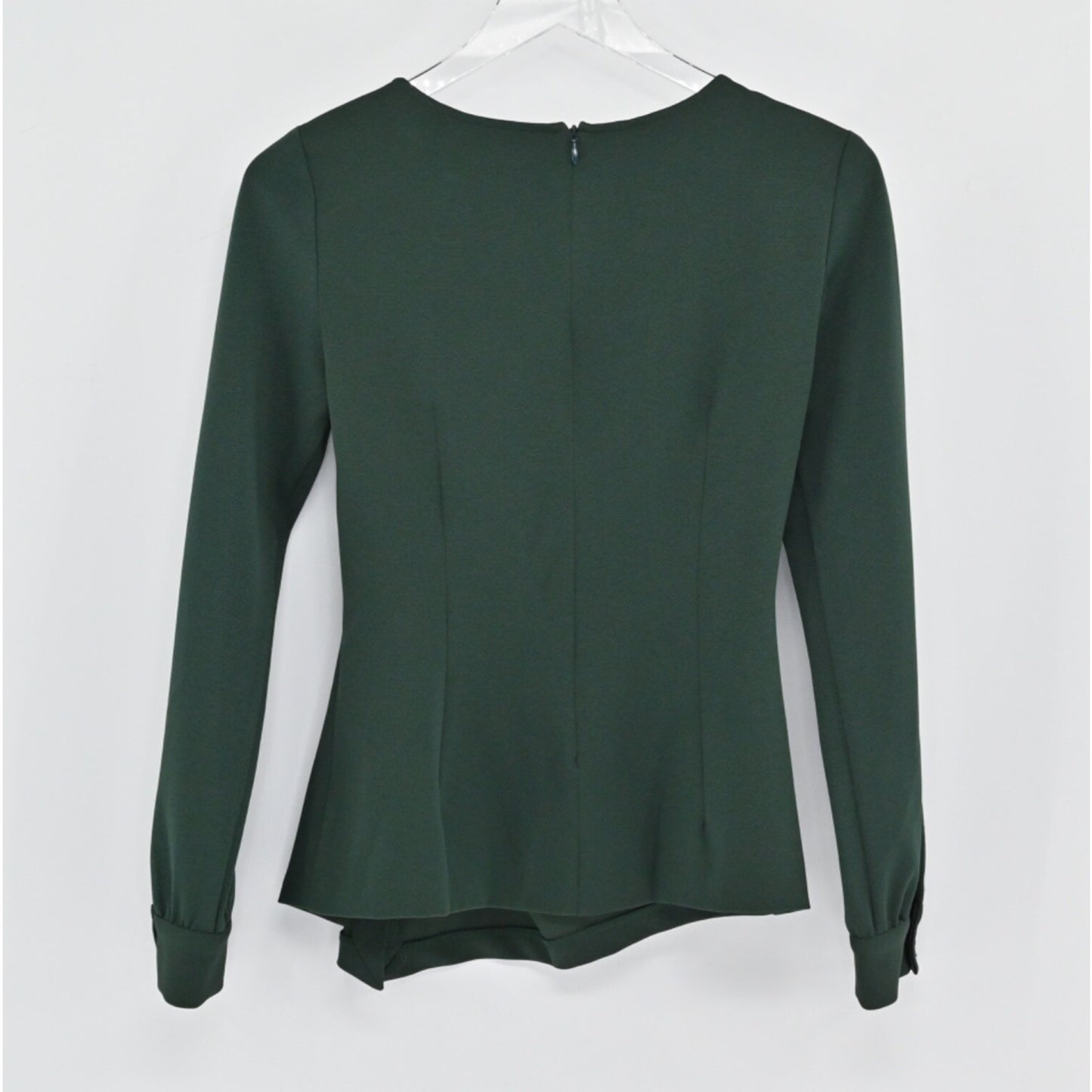 ZARA Womens Skirt Set Size XS Pleated Velour Emerald Green Blouse Retro Career