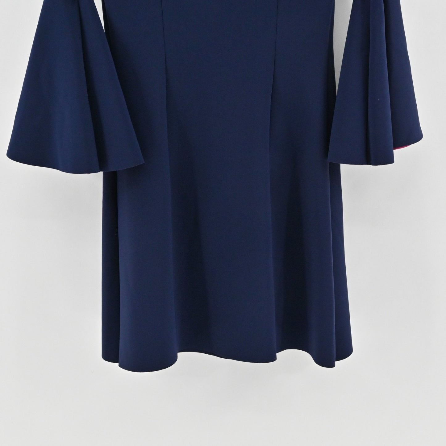 Chiara Boni Natalia Navy Blue Dress Size 38 Bell Sleeve Bateau Neck Stretch