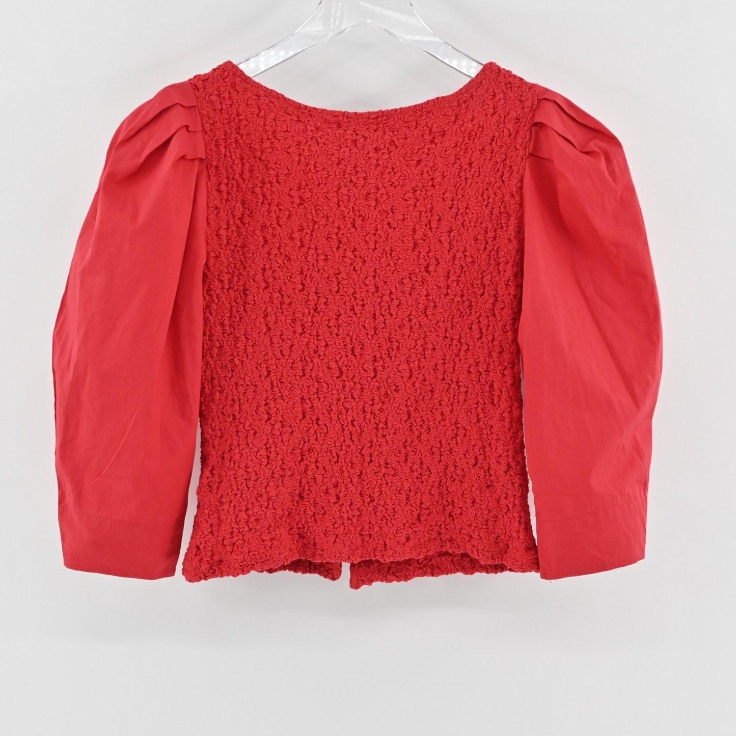 By Anthropologie Smocked Cardigan Size XS Red Button Up Puff Sleeve Top Boho