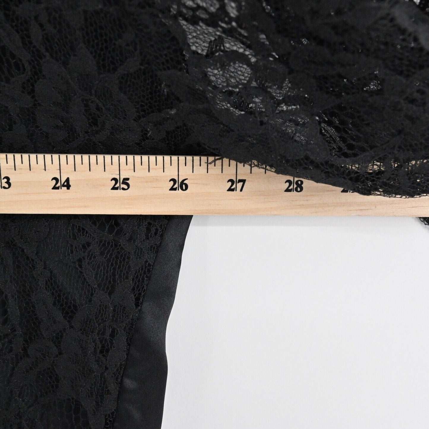 Vtg VICTORIAS SECRET Gold Label Dress Size M/L Black Satin Sheer Floral Lace 80s