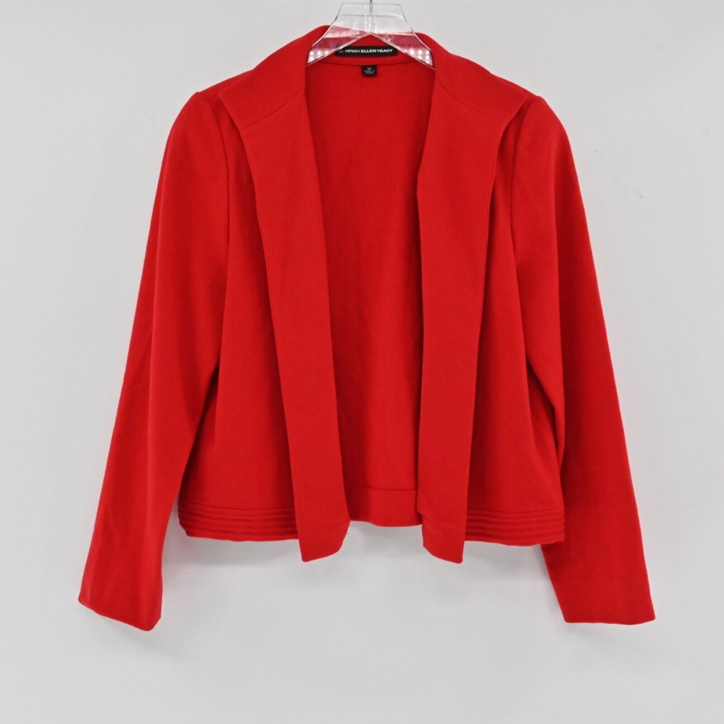 Vtg ELLEN TRACY Jacket Womens Size 10 Red Wool Blend Drape Open Front Career 00s