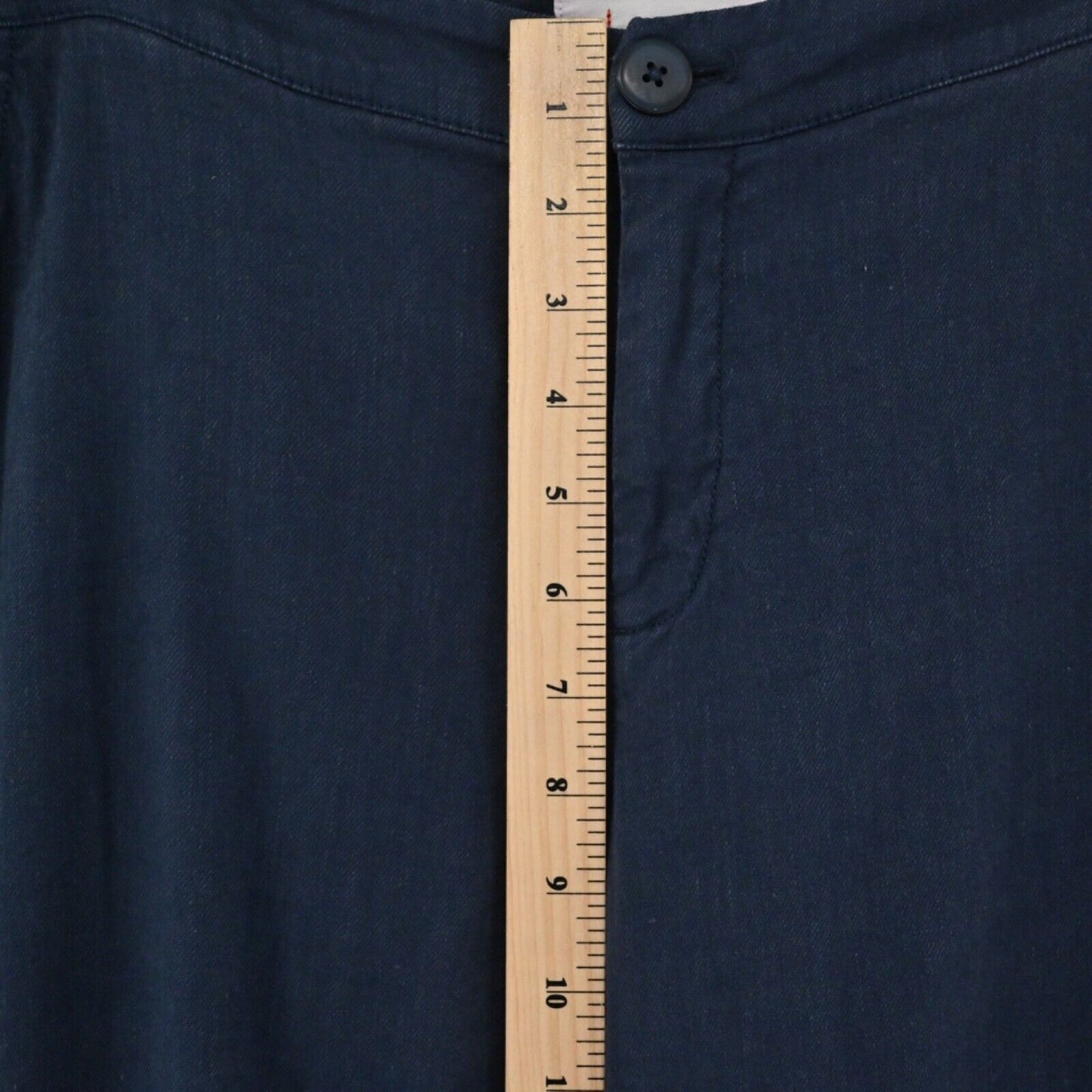 ANTHROPOLOGIE Pants Womens Size 4 Navy Blue Linen Blend Low Rise Flare Wide Leg