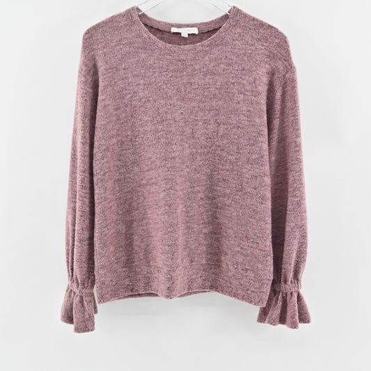 NWOT Anthropologie Sweater Eri Ali Sasha Hacci Top Pink SOFT Ruffle Cozy Size S
