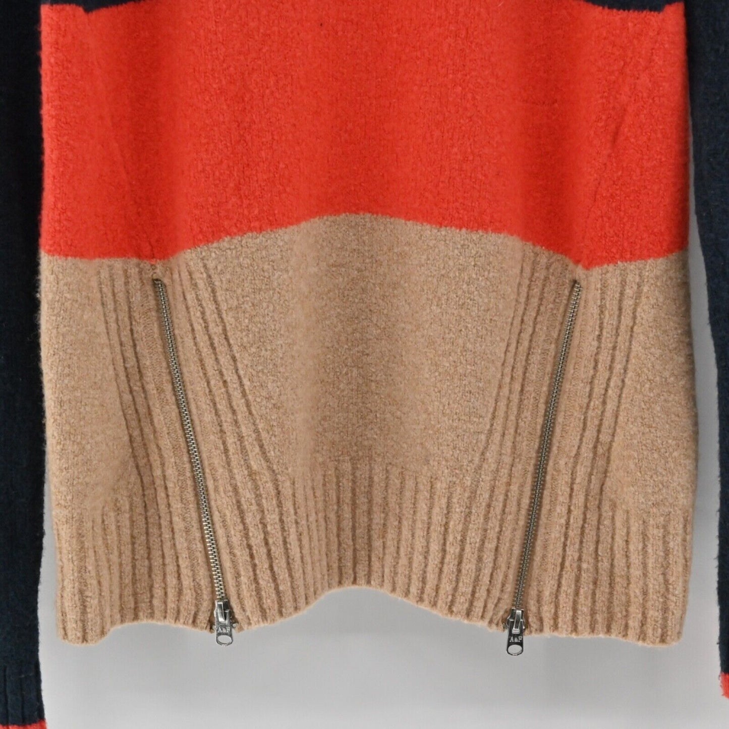 ABERCROMBIE FITCH Sweater Womens Size XS Colorblock Stripe Wool Blend Mock Neck