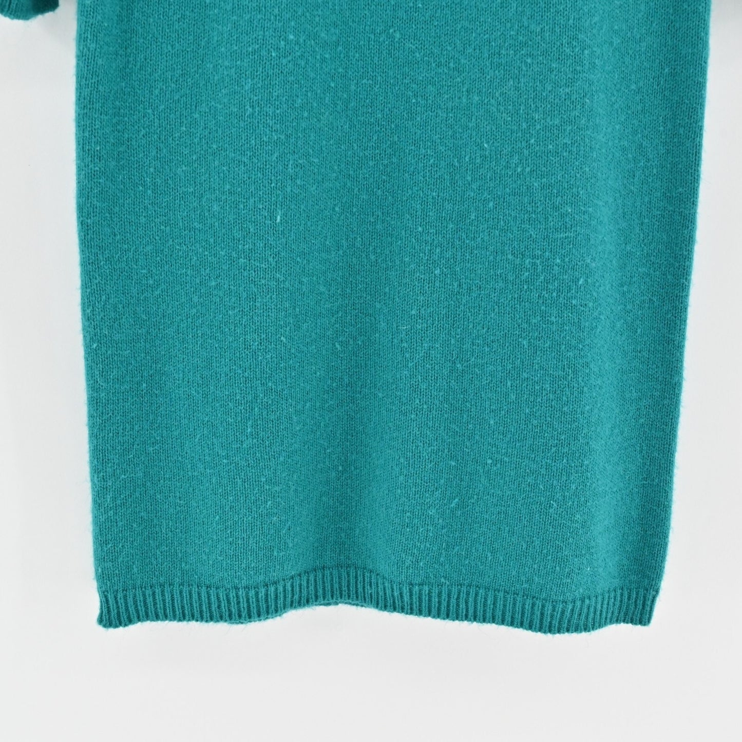 Vtg JOHN RICHARD Sweater Dress Angora Hair Sz M Knit Zig Zag Lightning Teal 80s