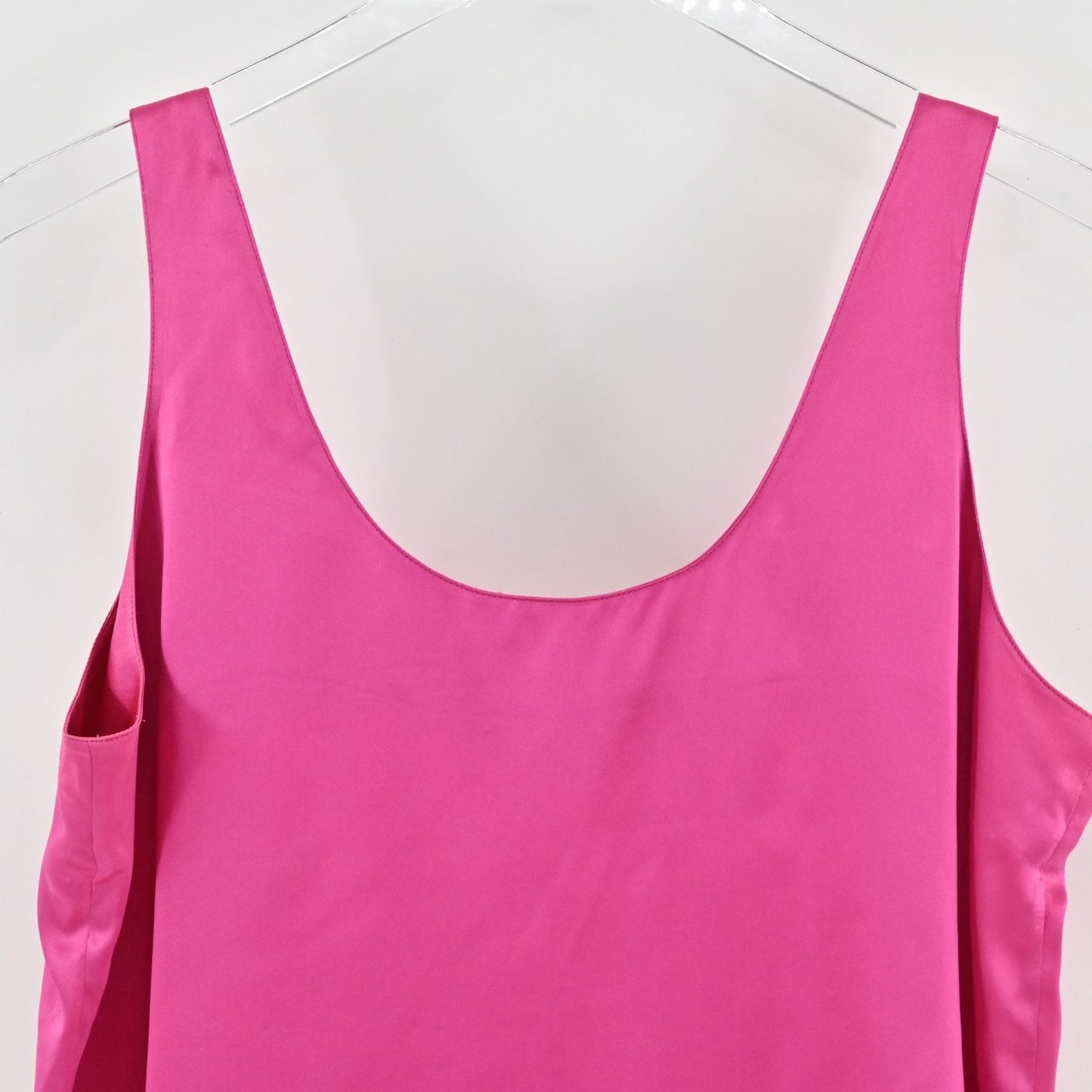 Vintage Oleg Cassini Womens Pink Silk Tank Top Size 12 Satin Scoop Neck Blouse
