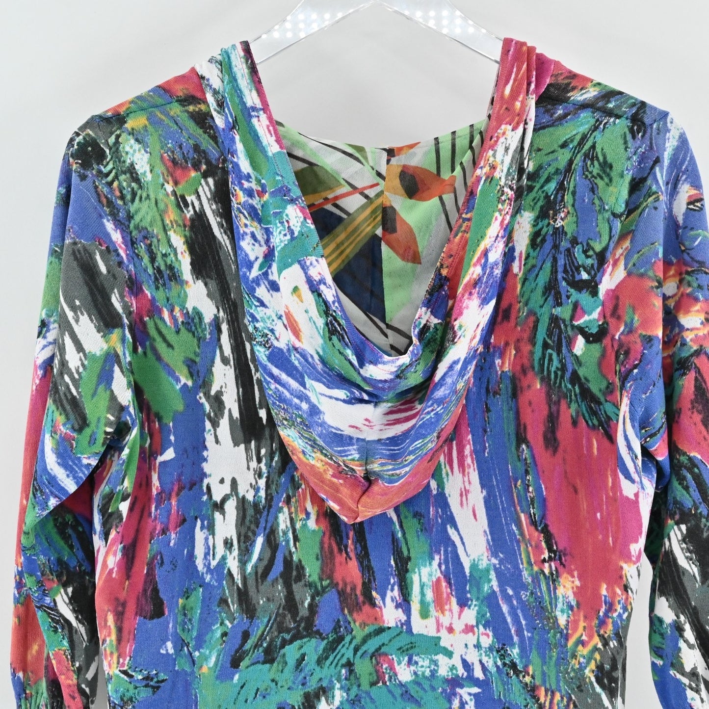 Alberto Makali Womens Beaded Zip Jacket Size L Cardigan Art to Wear Colorful