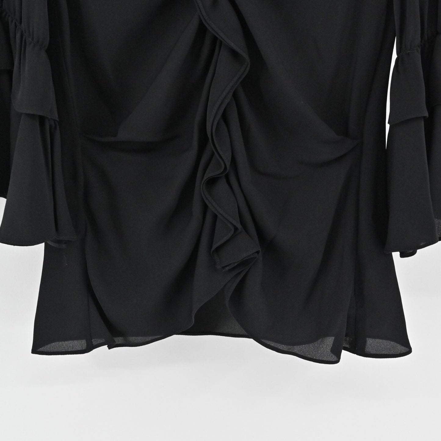 KOBI HALPERIN Womens Silk Top Size XS Demy Black Ruffle Whimsigoth Blouse NEW