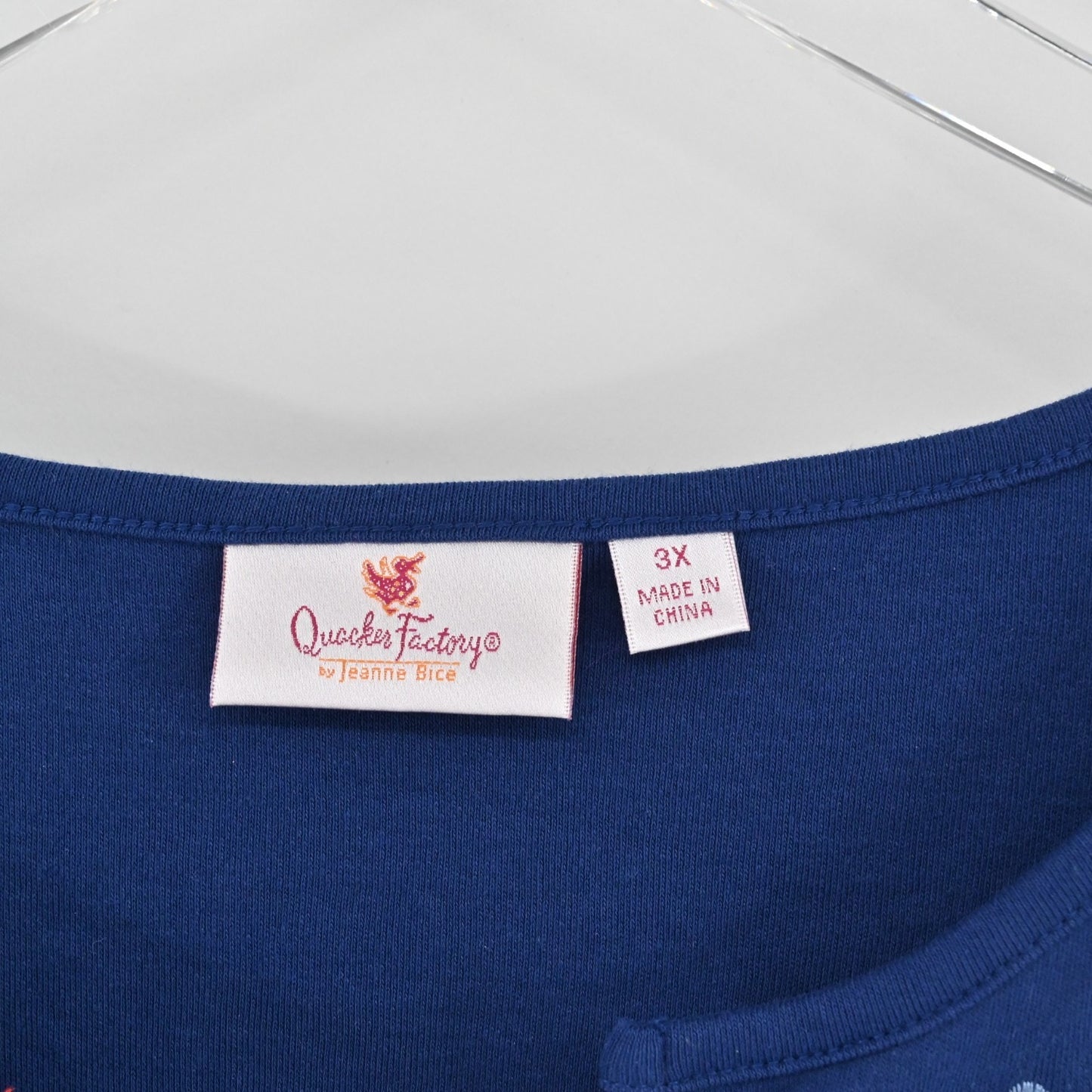 Quacker Factory Womens Spring is in the Air Split Neck Top Size 3X Embroidered