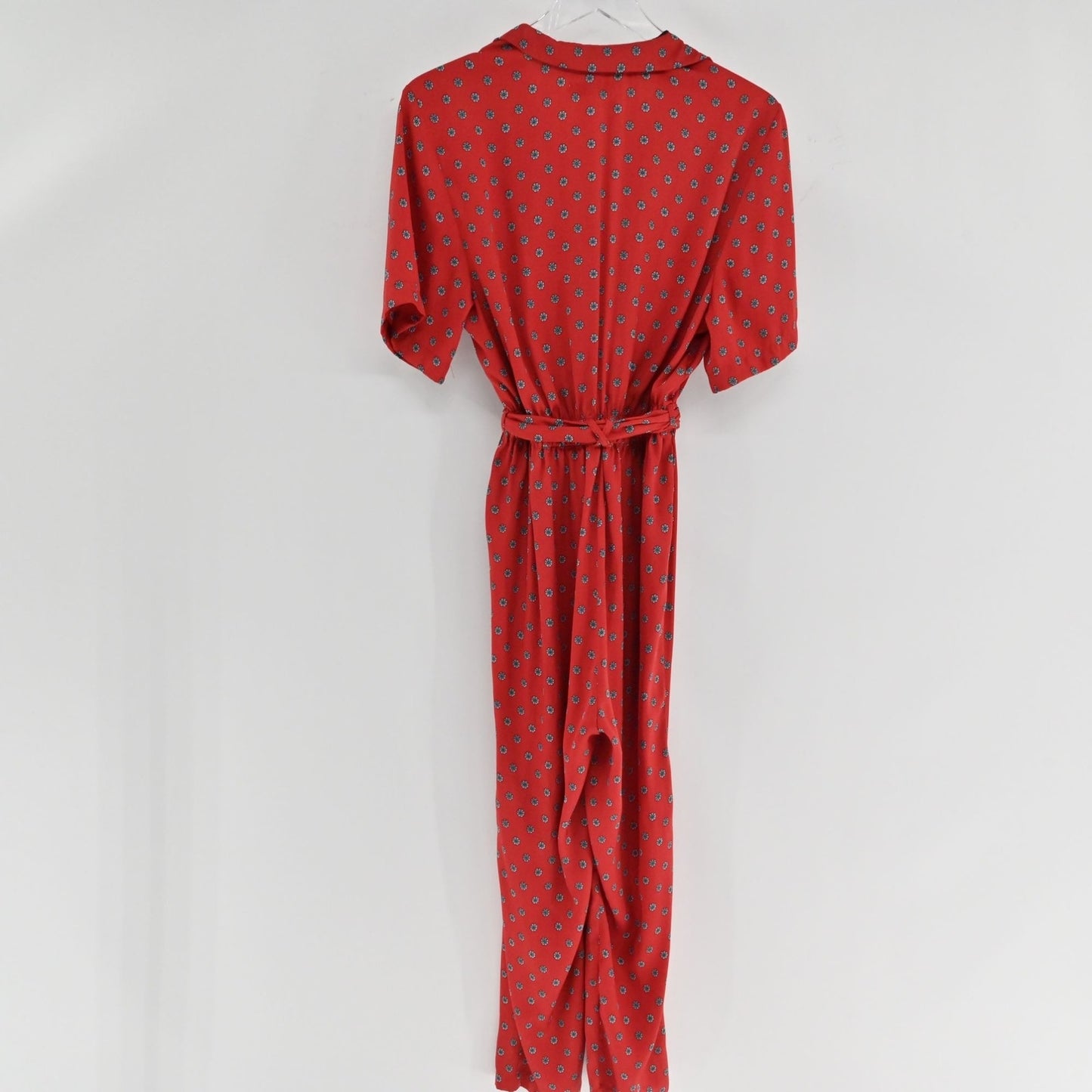 URBAN OUTFITTERS Womens Red Floral Jumpsuit Size XS Romper Belt Boho Chic Retro