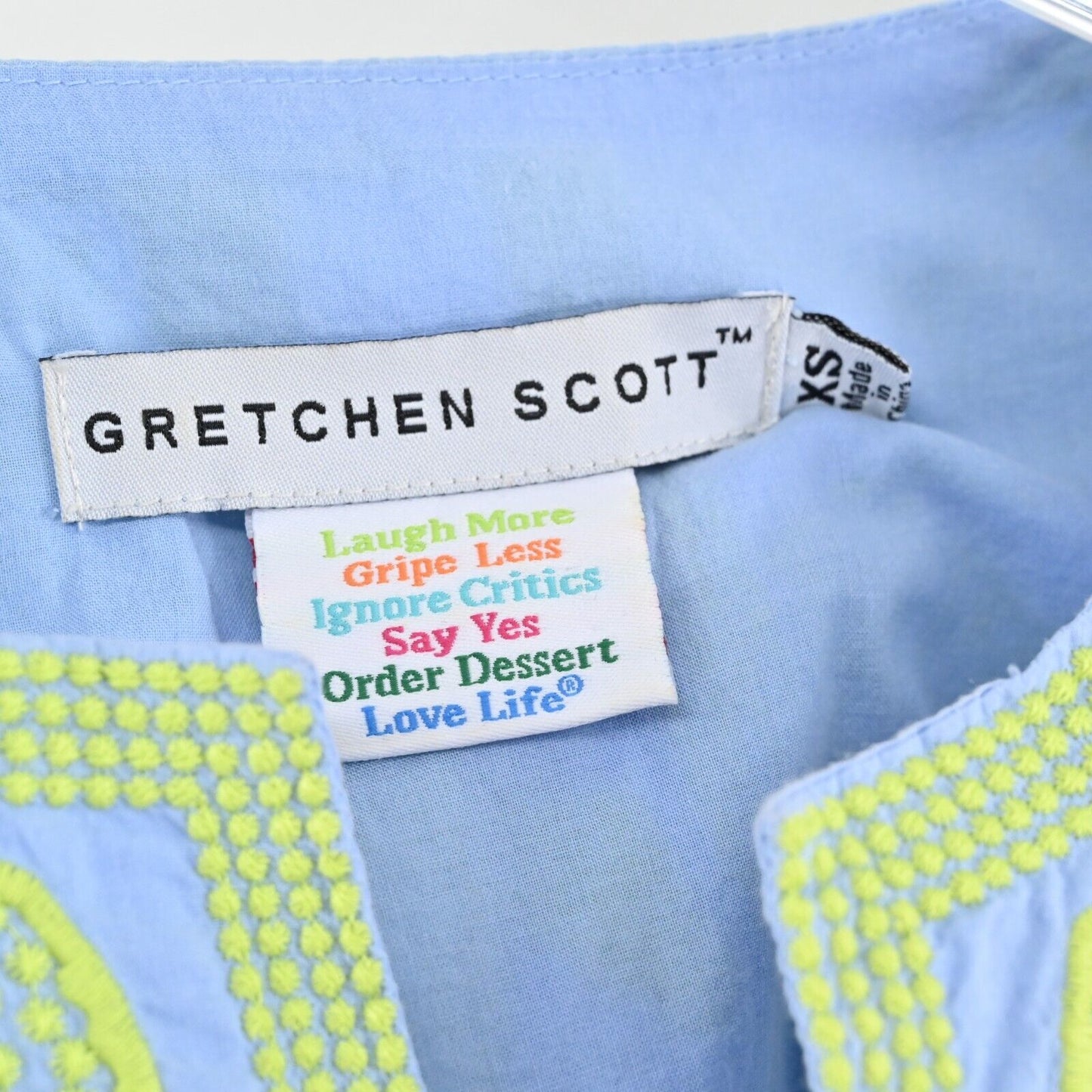 GRETCHEN SCOTT Dress Size XS Hawaiian Punch Embroidered Sleeveless Shift Cotton