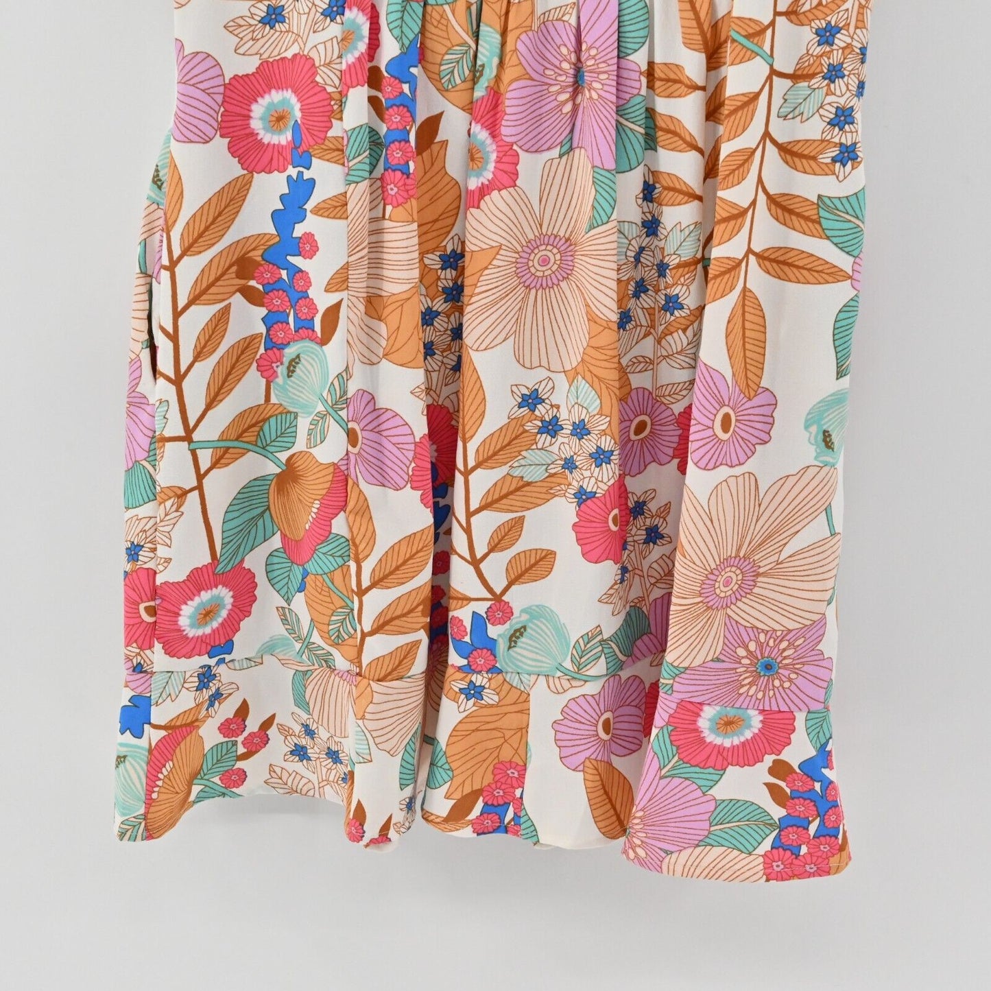 TOLANI Dress Sz XXS Multicolor Floral Print Tiered Button Front Mini Boho Retro