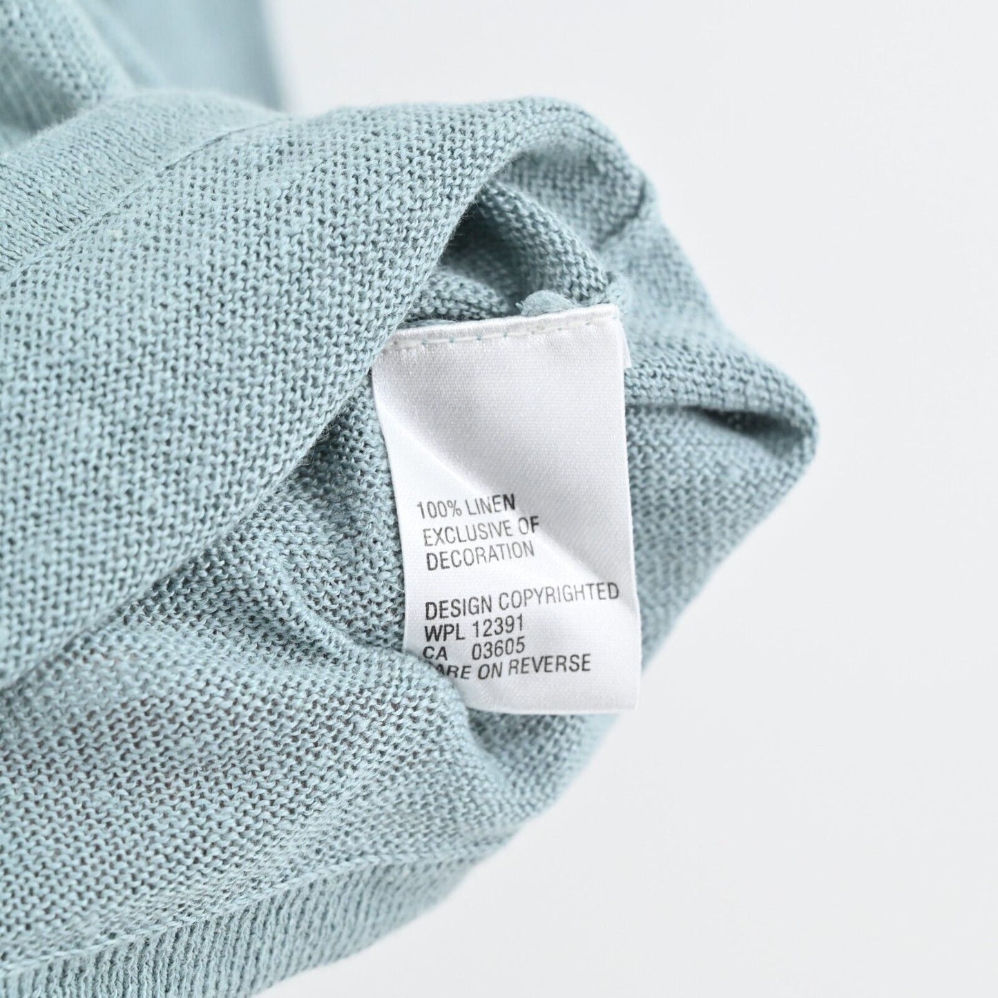 NORTHERN ISLES Sweater Womens Size S Embroidered Linen Teal Ice Funnel Neck NEW