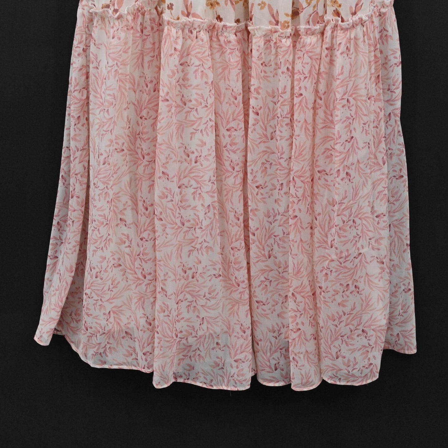 DREW Naomi Maxi Dress Size L Chiffon Halter Floral Print Tiered Sleeveless Boho