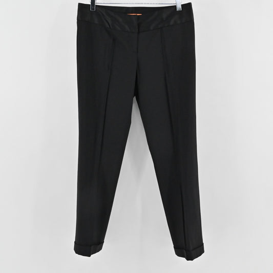 Cynthia Steffe Womens Wool Straight Trousers Size 8 Cuffed Black Pants Retro NEW