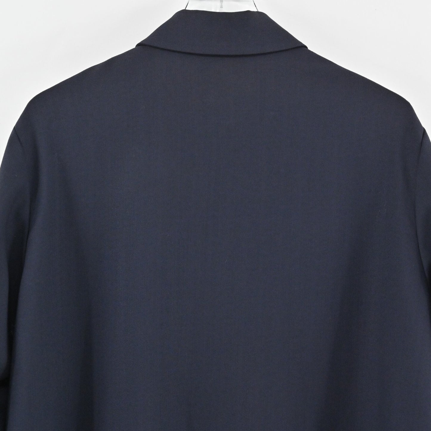 Vtg ZANELLA Jacket Womens Size 42 Solid Dark Navy Wool Collared Chore Shacket