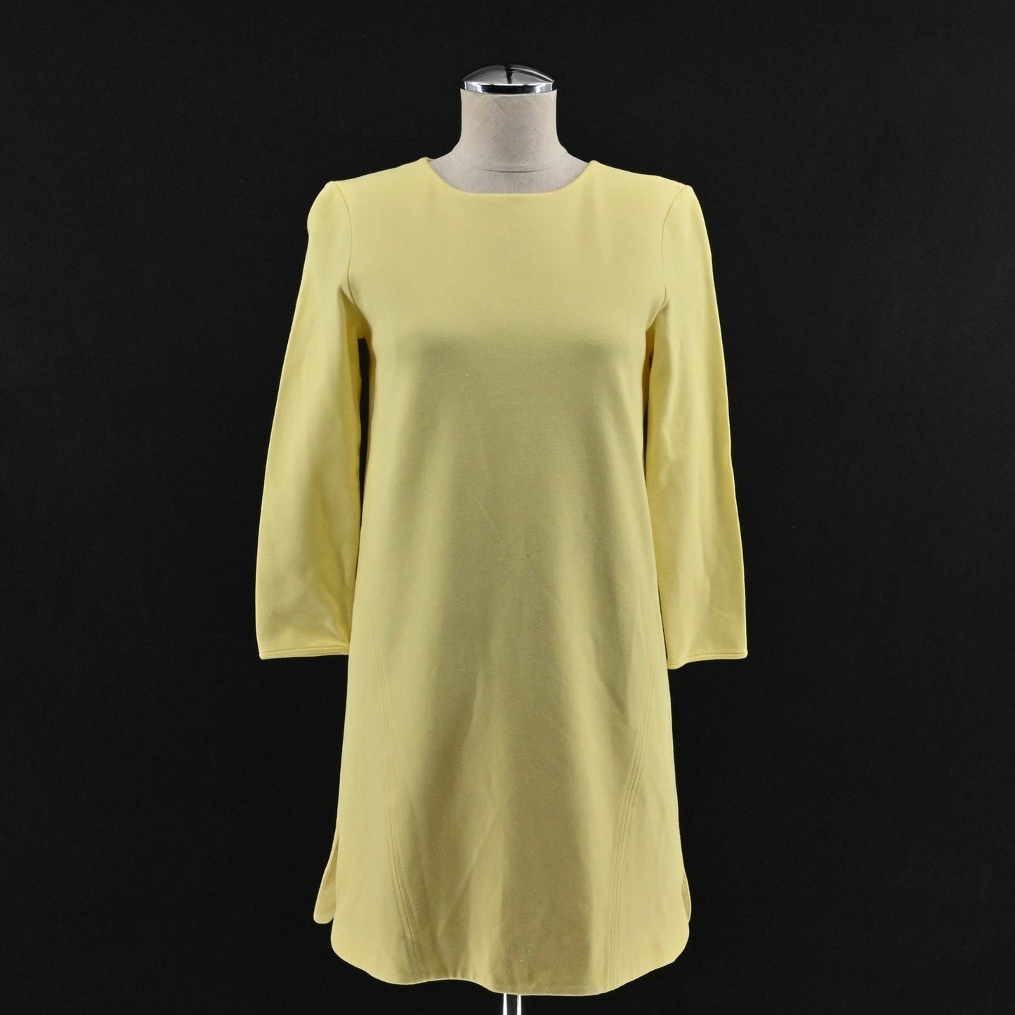 Tibi Yellow Shift Dress Size S Mod Retro Pastel Round Neck Minimalist Modern