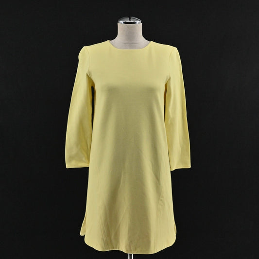 Tibi Yellow Shift Dress Size S Mod Retro Pastel Round Neck Minimalist Modern