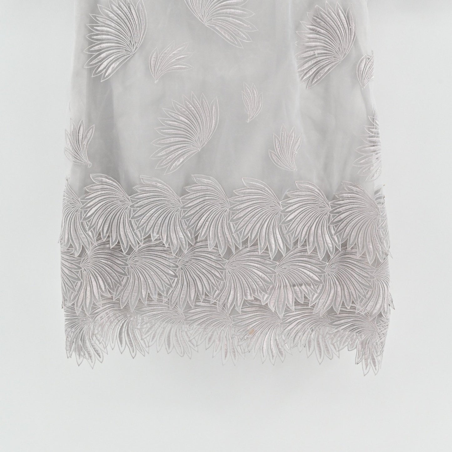 Yoana Baraschi Cocktail Dress Size 8 Gray Sheer Overlay Floral Embroidered