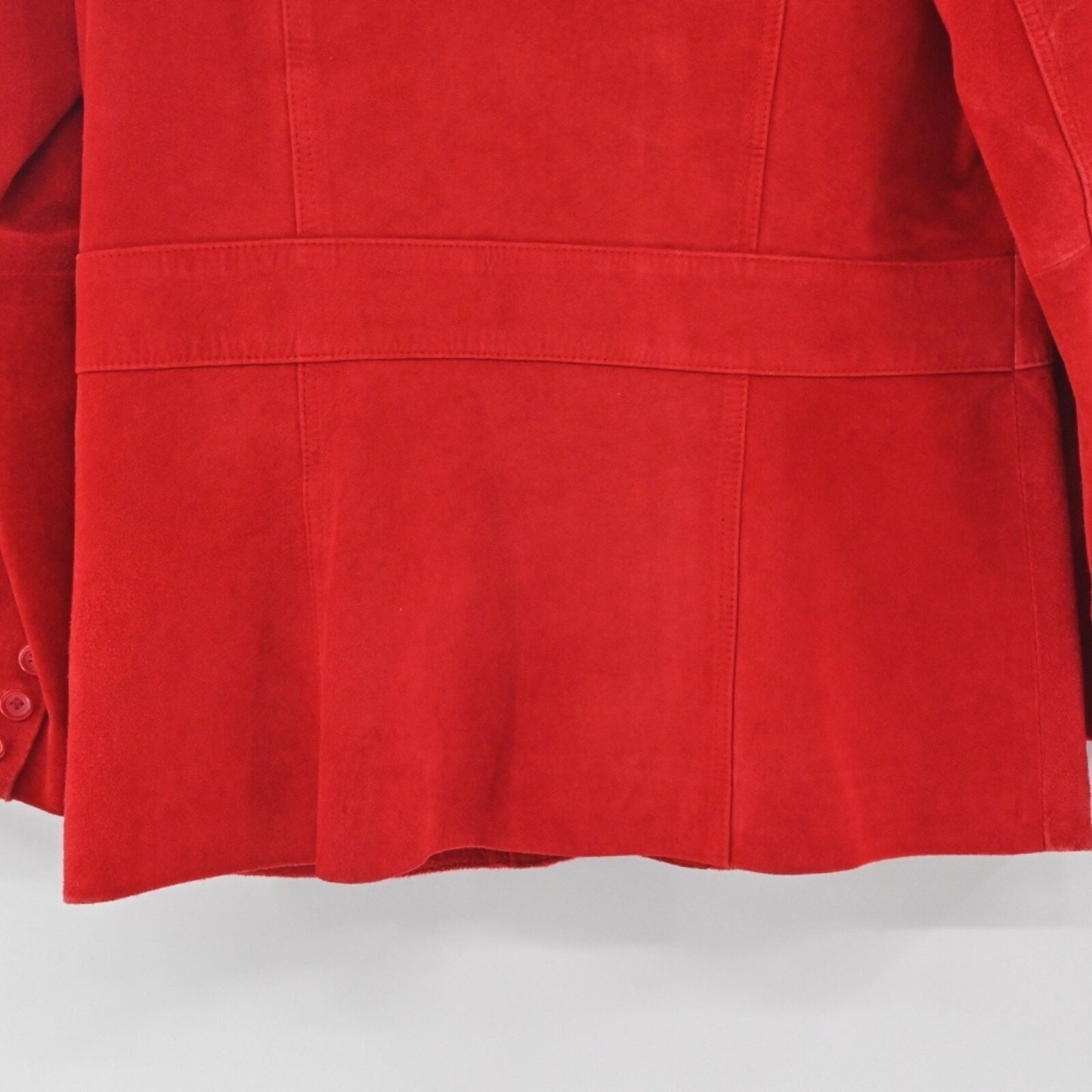 Vtg Y2k LIZ CLAIBORNE Womens Suede Jacket Size M Red Leather Button Western Boho