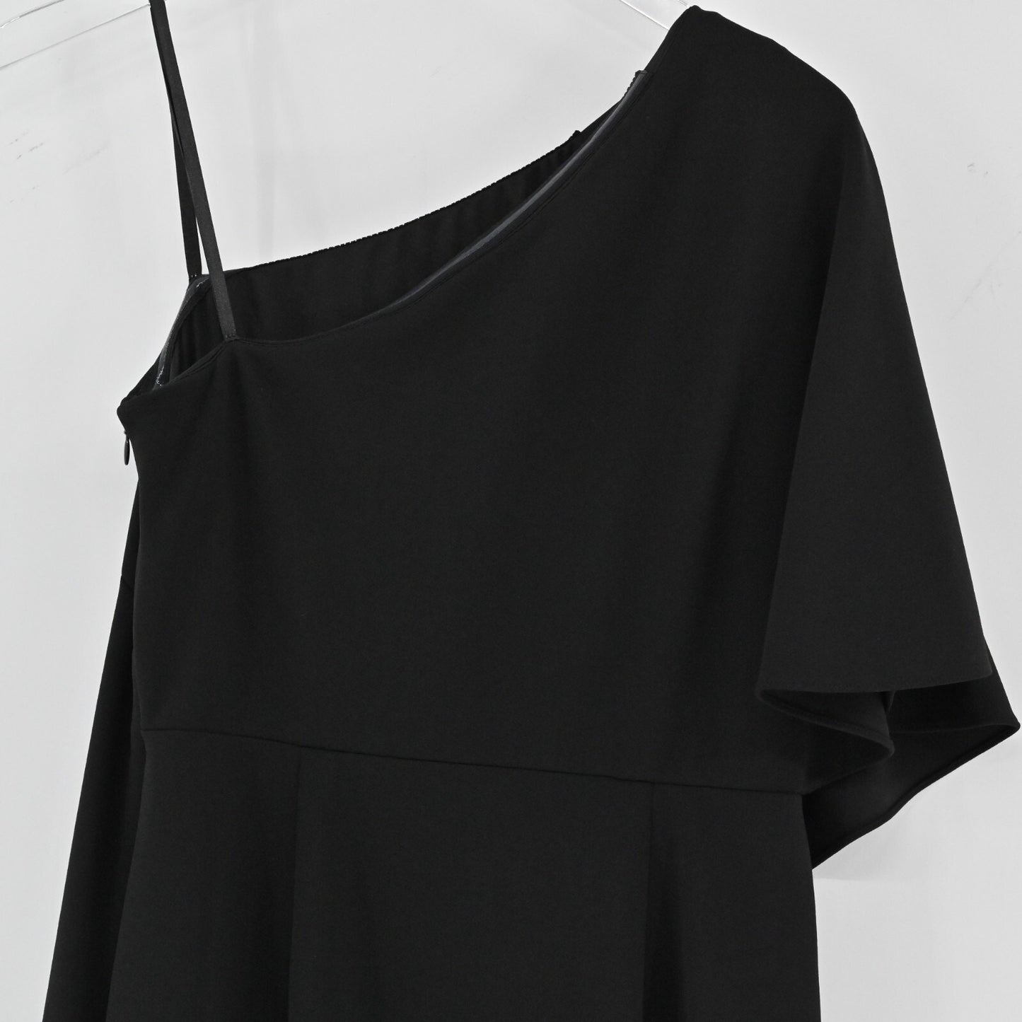 ADRIANNA PAPELL Womens Black One Shoulder Dress Size 6 Asymmetrical Drape Gown
