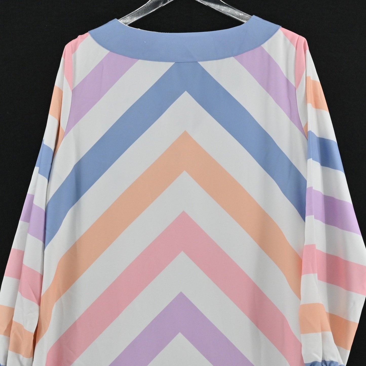 Sail to Sable Charade Maxi Dress Size L Caftan Pastel Long Sleeve Chevron STS