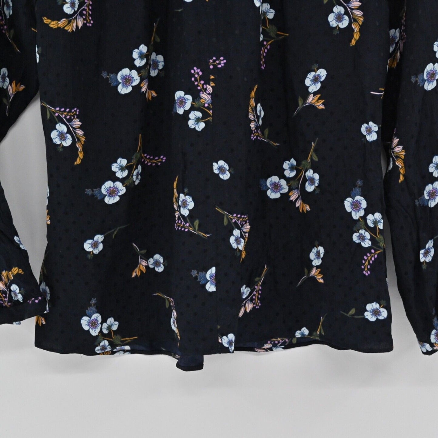 REBECCA TAYLOR Top Womens Size 2 Black Floral 100% Silk Natalie Off The Shoulder