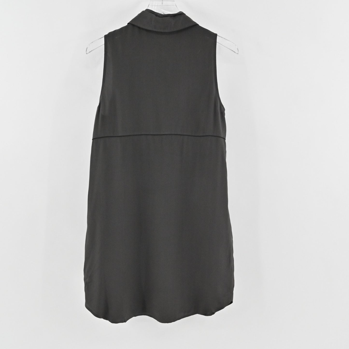 Derek Lam 10 Crosby Gray Silk Chiffon Dress Size 2 Sleeveless Collared Button Up