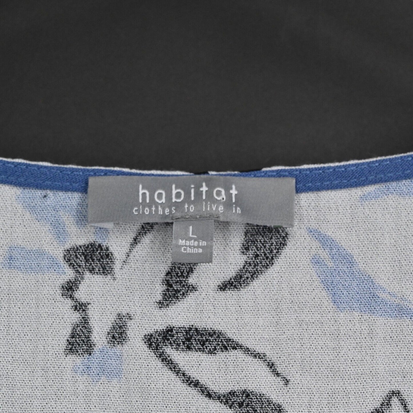 HABITAT Top Womens Size L Floral Blue Black Sleeveless Breathable Tiered Pockets