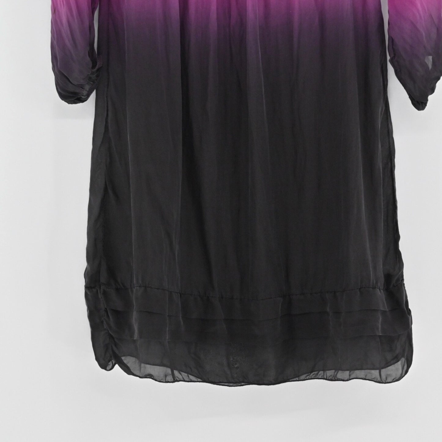 PRONTOMODA GIUSY Womens Silk Ombre Dress Size M Pleated Shift Pink Dip Tie Dye