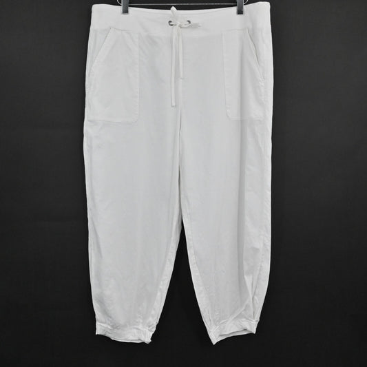 EILEEN FISHER Womens Organic Linen Pants Sz L Cropped White High Rise Lagenlook