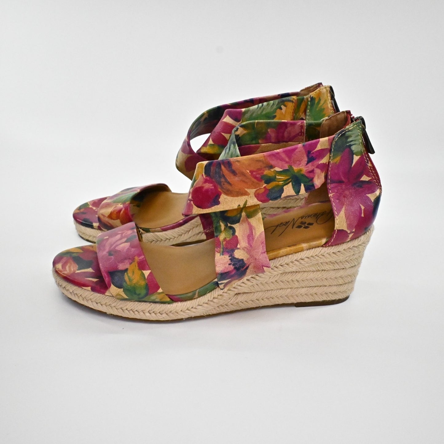 Patricia Nash Womens Rubia Leather Espadrille Wedge Sandals Size 11M Floral