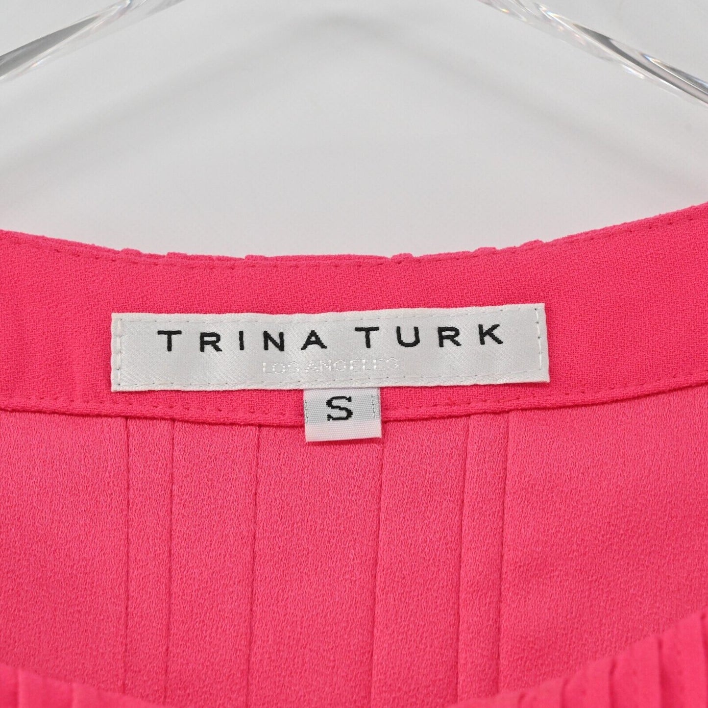 TRINA TURK Top Womens Size S Pleated Sleeveless Hot Pink Tie Front Tank Solid