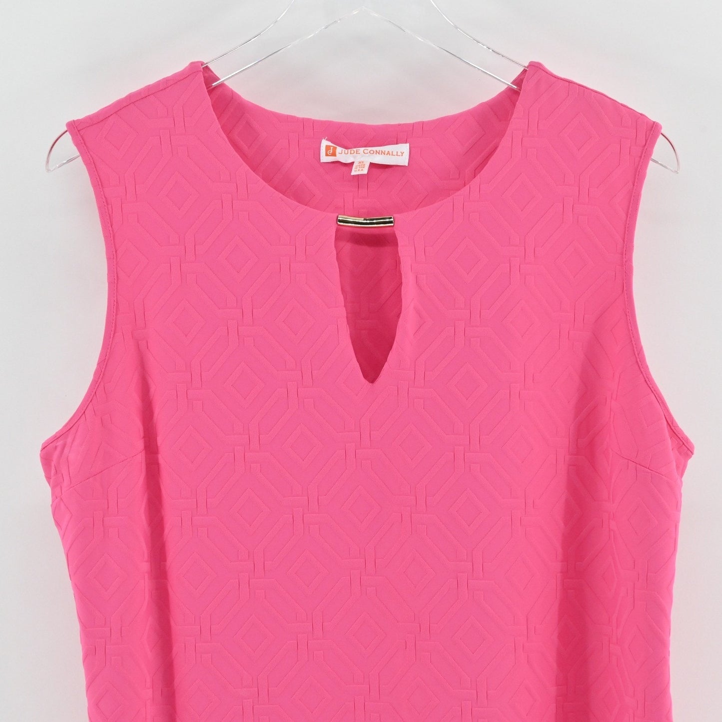 Jude Connally Presley Dress Size XL Pink Sleeveless Grand Links Spring Geometric