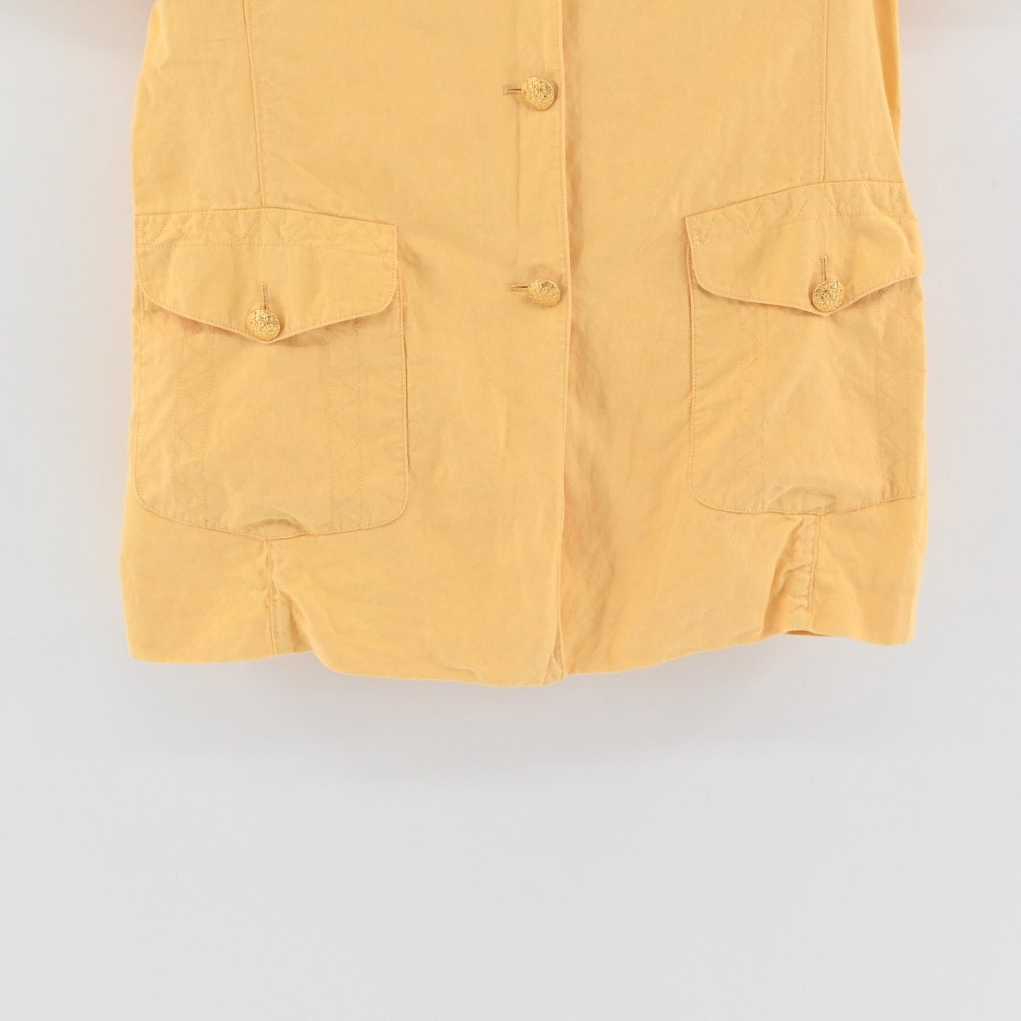 Vtg ESCADA Womens Butter Yellow Linen Top Size 40 Layering Safari Utility 80s