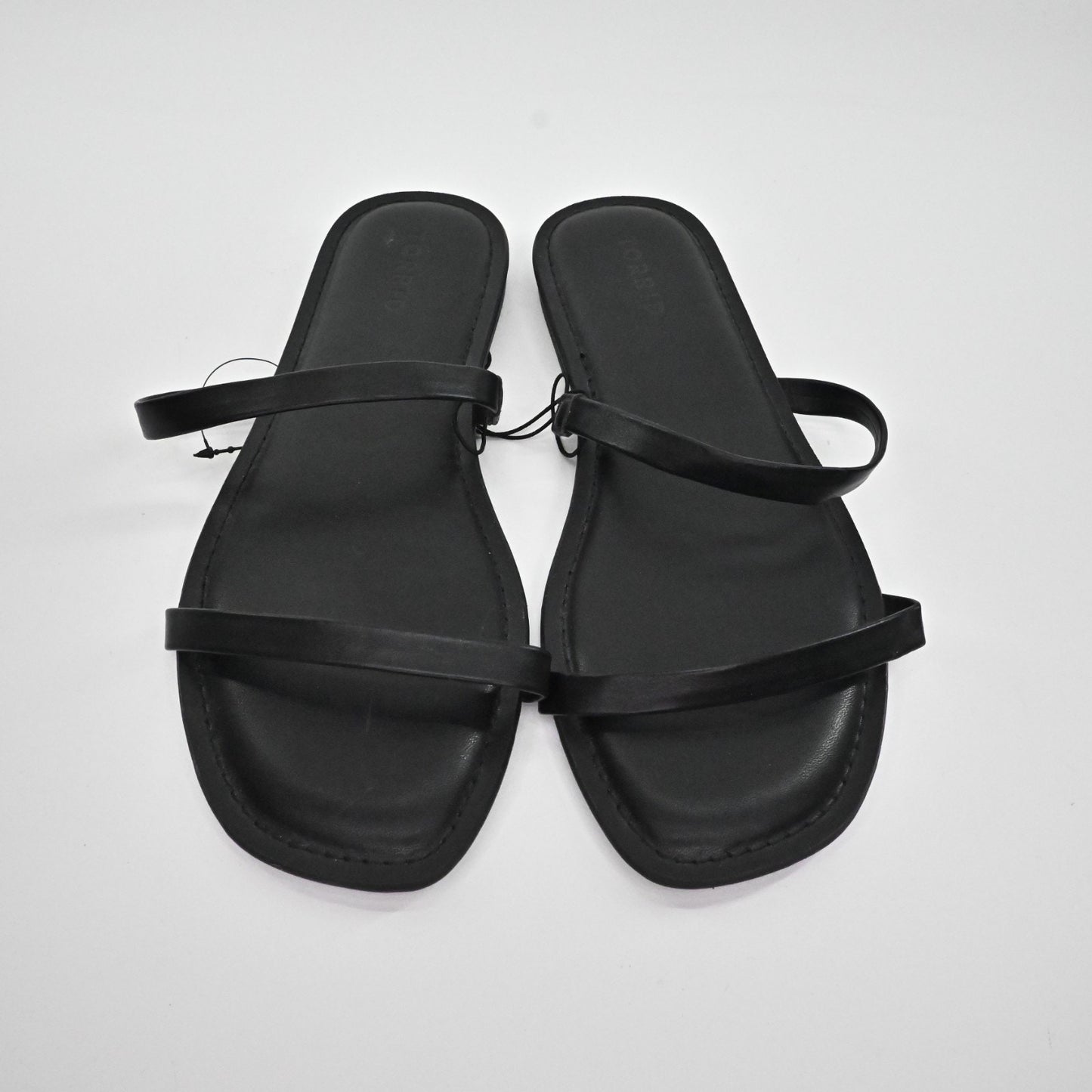 Torrid Womens Thin Double Band Slide Black Sandals Size 9WW NEW Slip On Open Toe