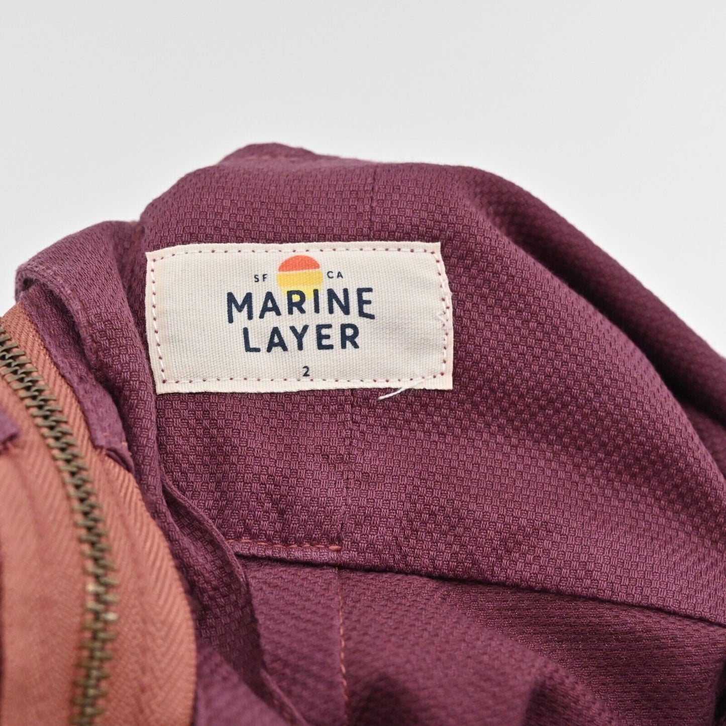 MARINE LAYER Jumpsuit Womens Sz 2 Tess Cabernet Wide Leg Cotton Overalls Maroon