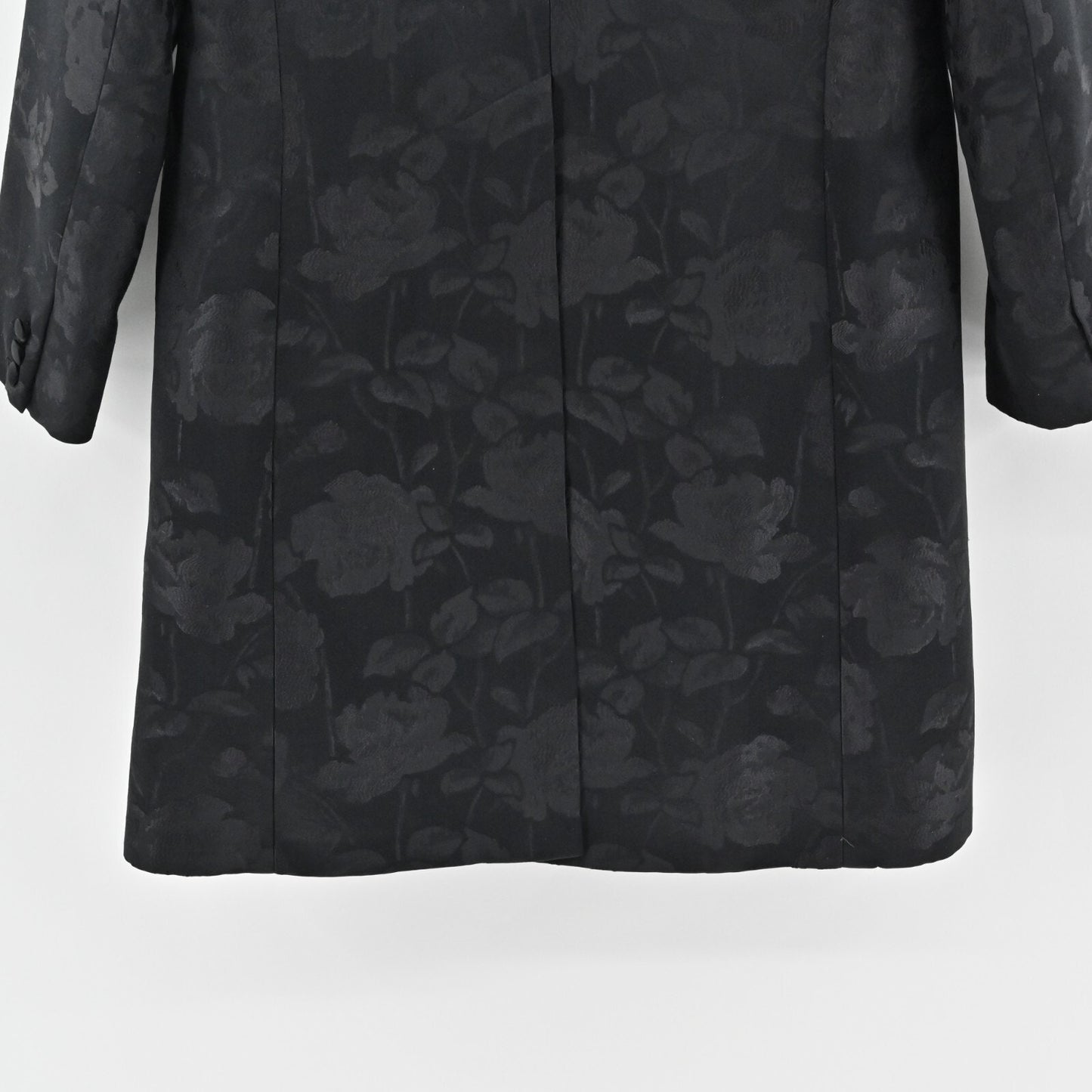 STYLE PARIS Jacket Womens 42 Black Silk Floral Damask Brocade Susan Sutherland