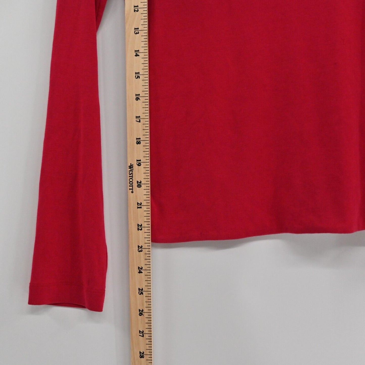 Vtg ARMANI EXCHANGE Top Womens Size M Red Long Sleeve Spellout Cotton Holiday