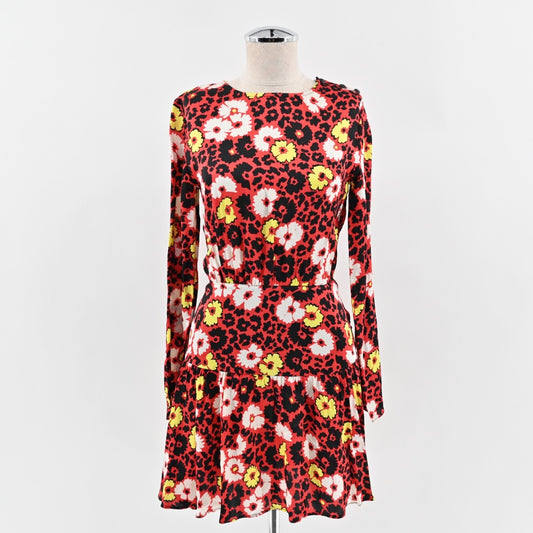 THE KOOPLES Wild Blossom Dress Size XS Floral Print Red Black Mini Maximalist