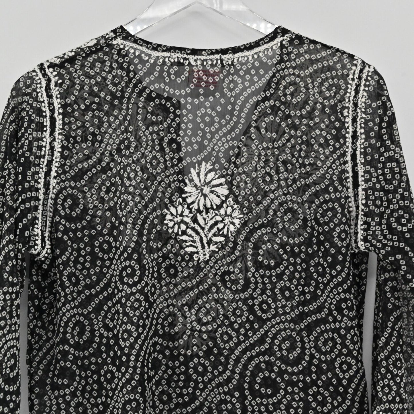 GRETCHEN SCOTT Top Womens Size M Floral Embroidered Split VNeck Printed Tunic